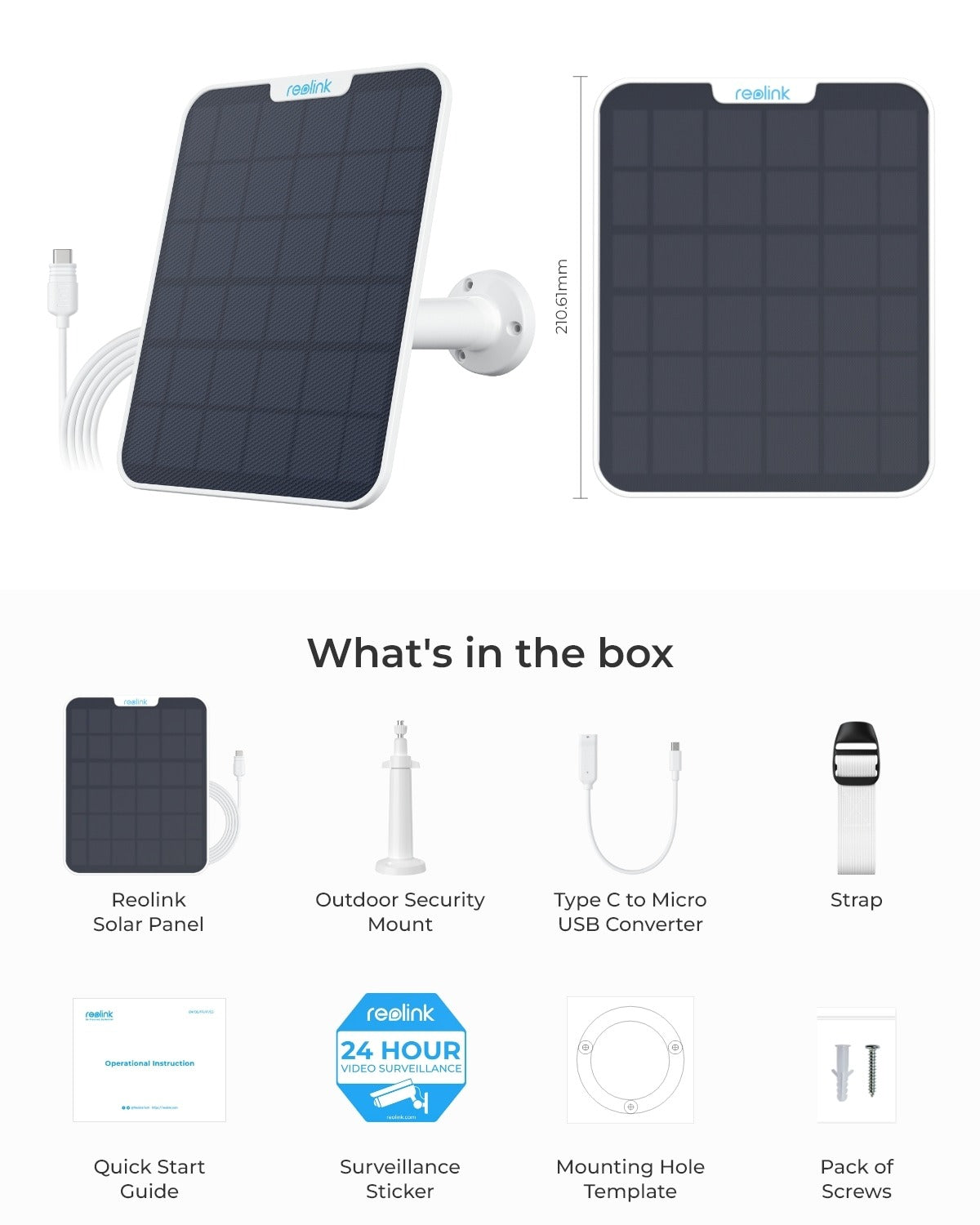 Reolink Solar Panel 2 new version TypeC (6W) RL-Solar 2
