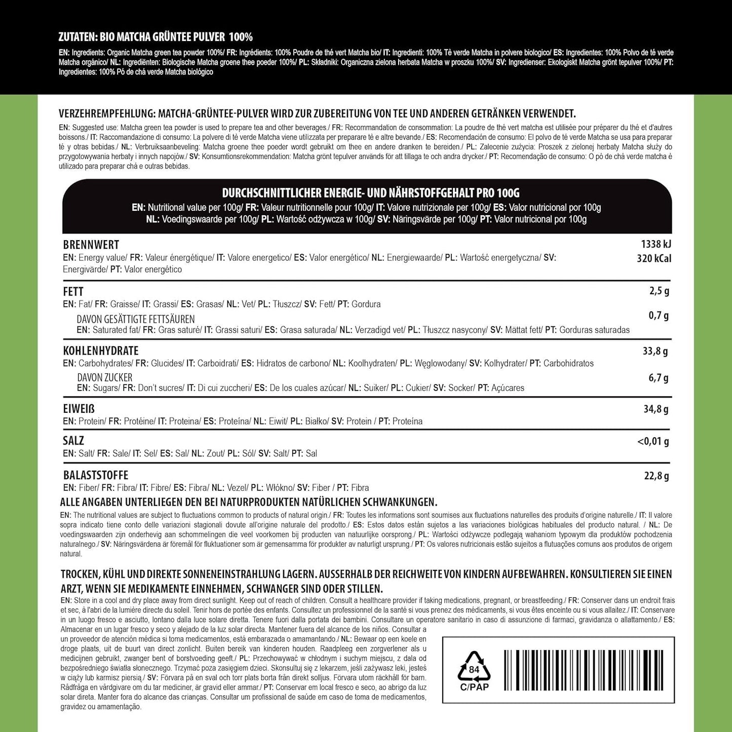 Bio Matcha Tee Japan Premium Grade Qualität, 100g - Calitronshop.com