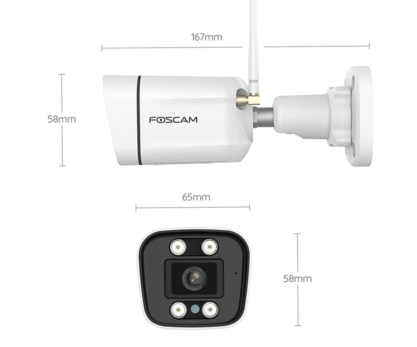 Foscam V8P WLAN Überwachungskamera mit Scheinwerfer und Alarmsirene weiss - Calitronshop.com