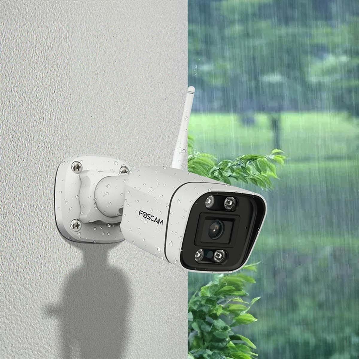 Foscam V8P WLAN Überwachungskamera mit Scheinwerfer und Alarmsirene weiss - Calitronshop.com