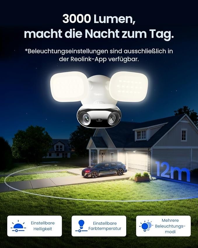 Reolink Elite Floodlight WiFi, 4K Wi - Fi 6 Überwachungskamera Aussen - Calitronshop.com