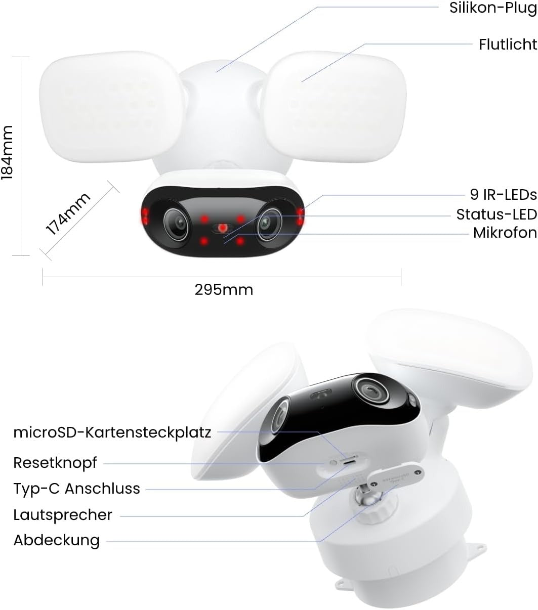 Reolink Elite Floodlight WiFi, 4K Wi - Fi 6 Überwachungskamera Aussen - Calitronshop.com