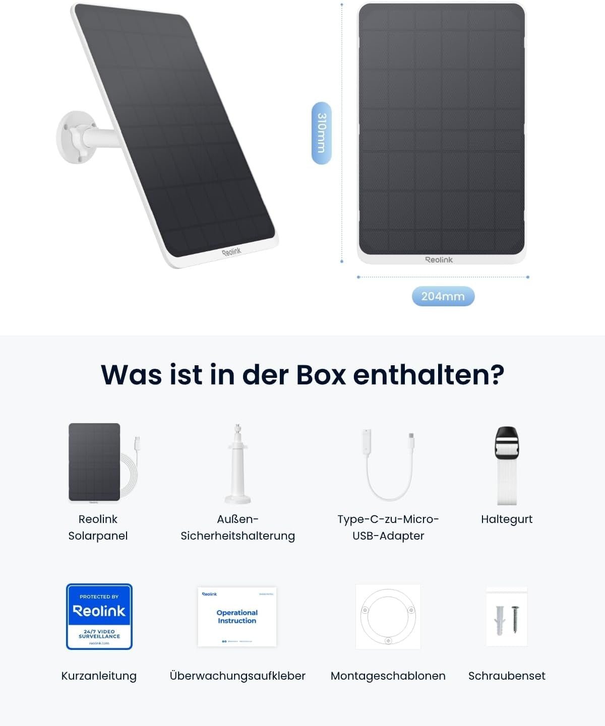 Reolink Solarpanel 3 - 12W - weiss, für akkubetriebene Reolink Kameras - Calitronshop.com
