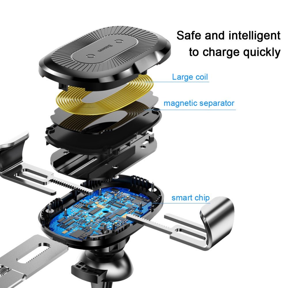 Auto KFZ Halterung & Ladegerät kabellos wireless laden Silber - Calitronshop.com