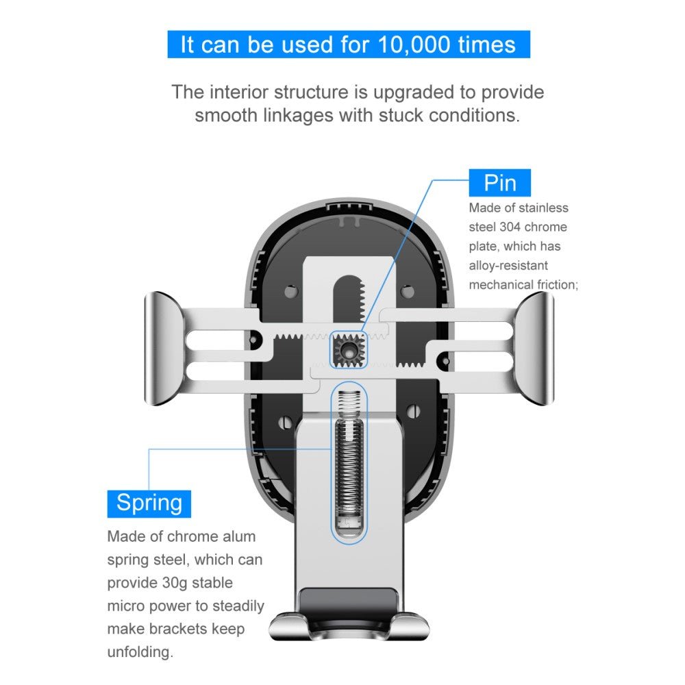 Auto KFZ Halterung & Ladegerät kabellos wireless laden Silber - Calitronshop.com