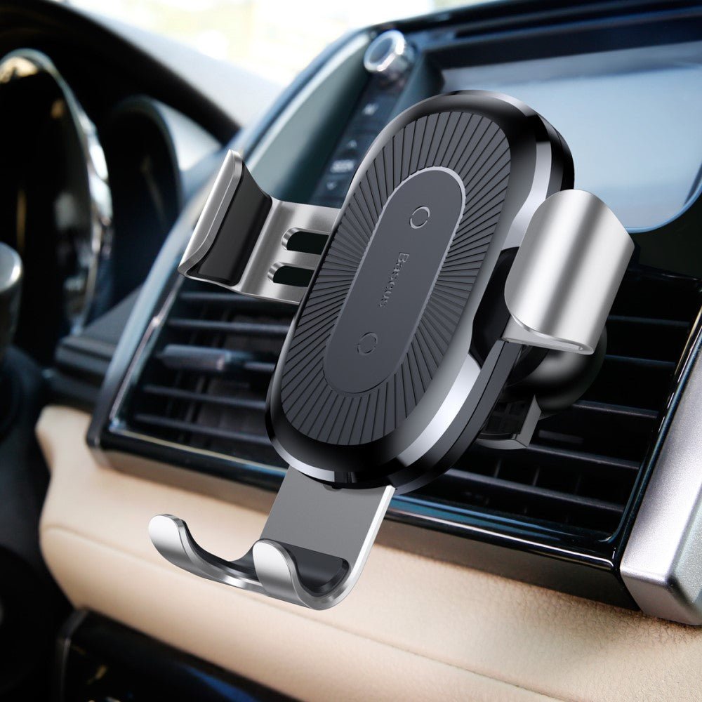 Auto KFZ Halterung & Ladegerät kabellos wireless laden Silber - Calitronshop.com
