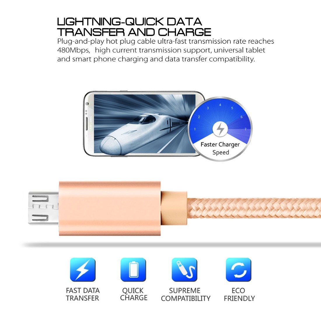 Ladekabel Micro-USB Schnellladekabel 3m - Calitronshop.com