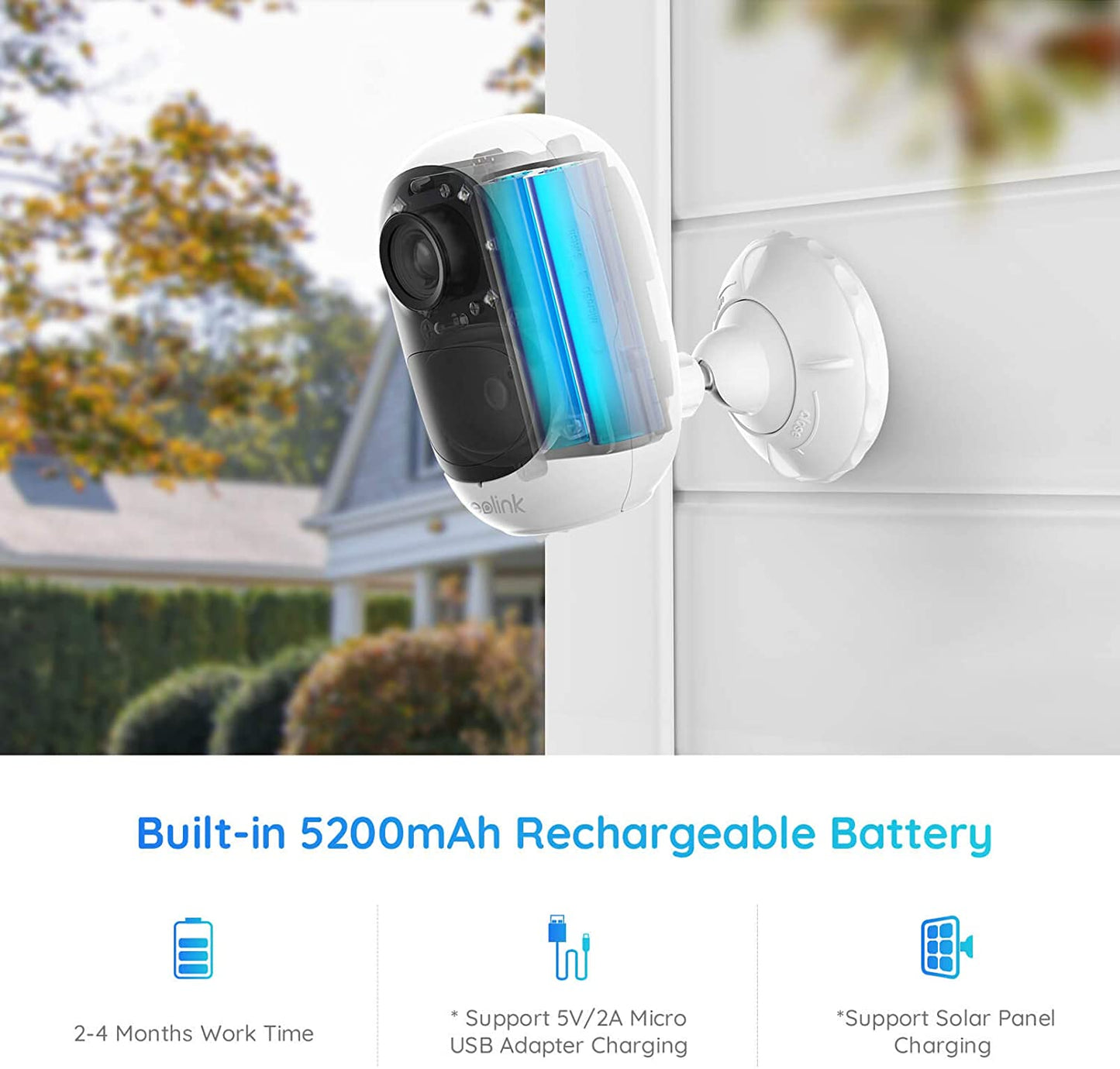 Reolink Argus 2E Plus 64GB Speicherkarte, Akku Überwachungskamera - Calitronshop.com