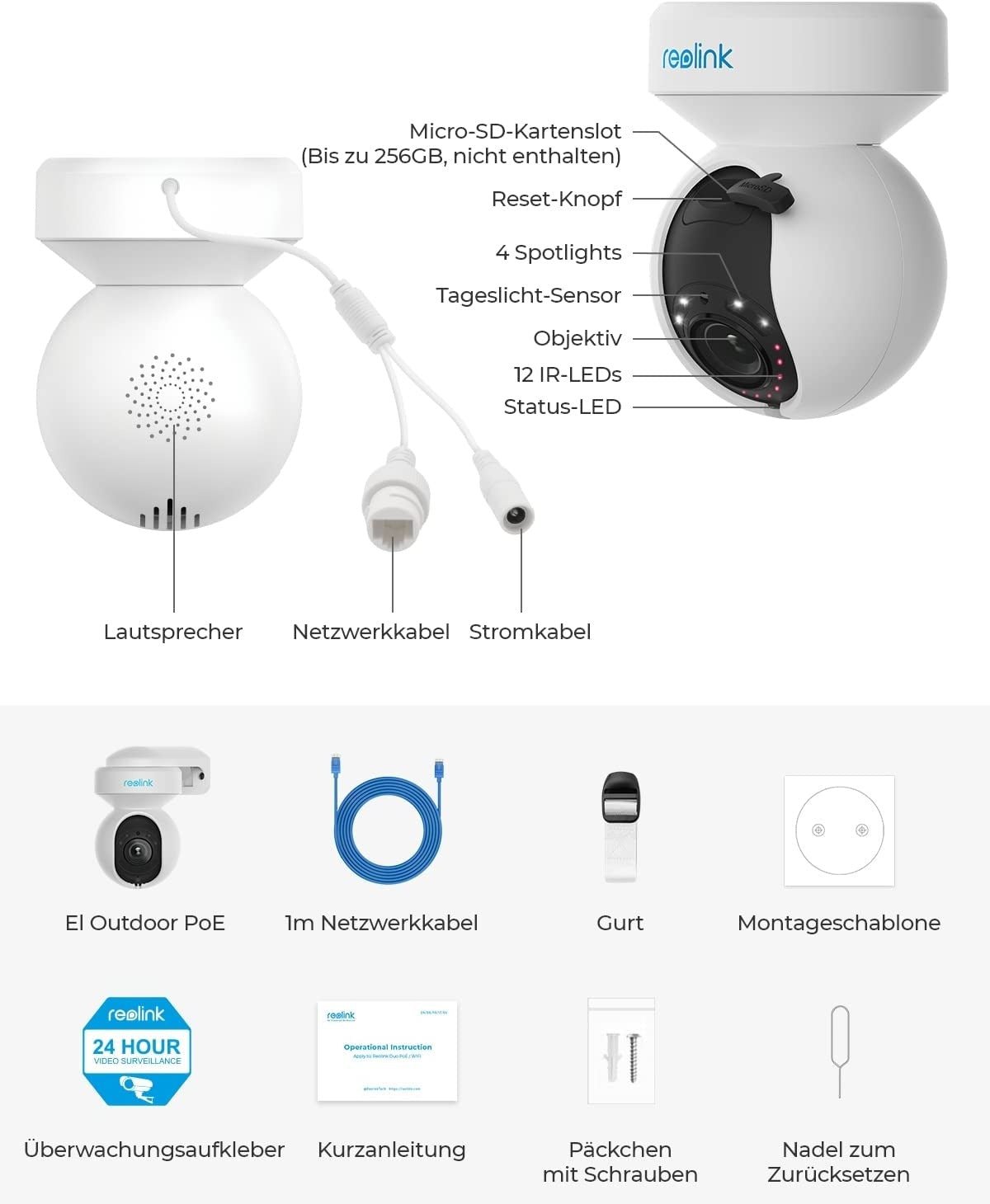 Reolink E1 Outdoor PoE weiss - Calitronshop.com