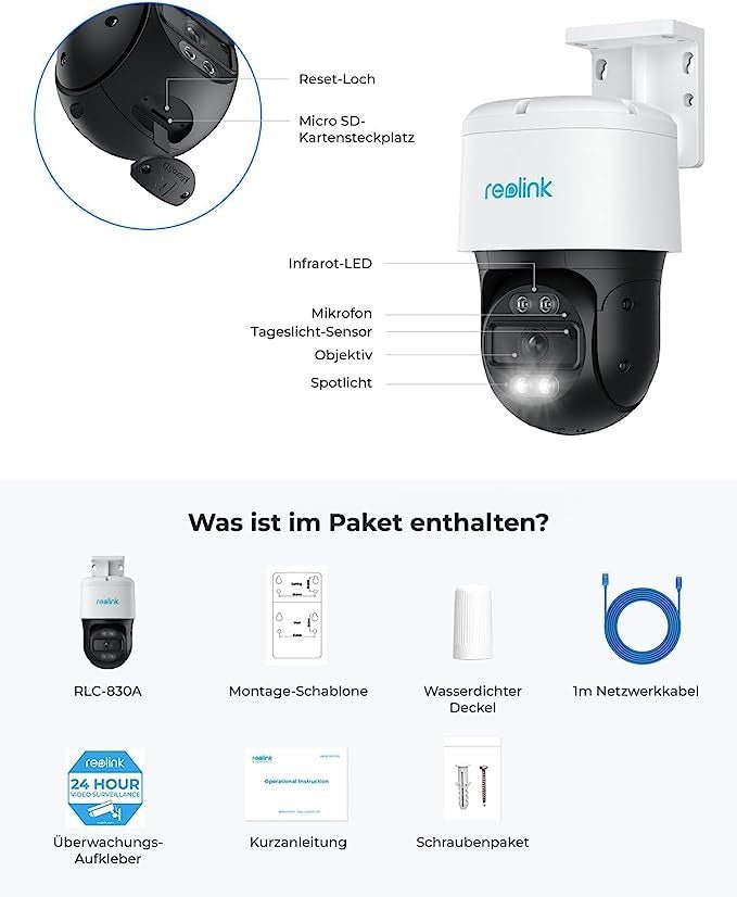 Reolink RLC-830A 4K PoE Überwachungskamera, dreh & schwenkbar mit Auto Tracking - Calitronshop.com