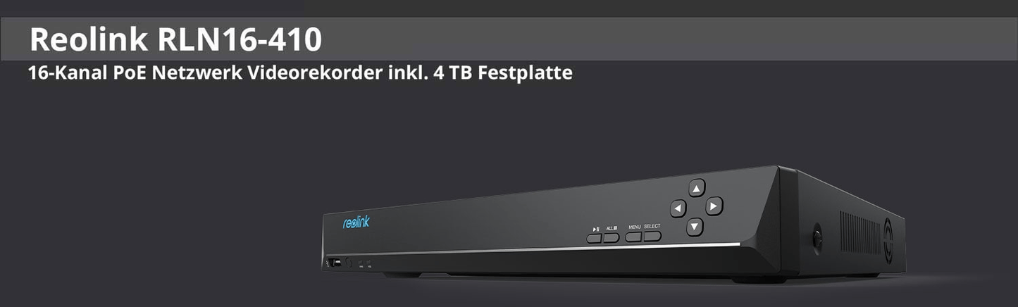 Reolink RLN16-410-4T - 4K NVR Recorder inkl. 4TB Harddisk - Calitronshop.com