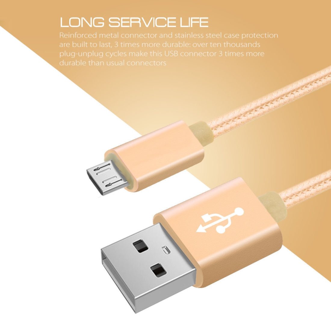 Schnellladekabel Micro-USB gold 3m Ladekabel - Calitronshop.com