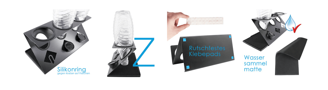 Sodastream Flaschenhalter Edelstahl für 3 Flaschen Z- Schwarz - Calitronshop.com