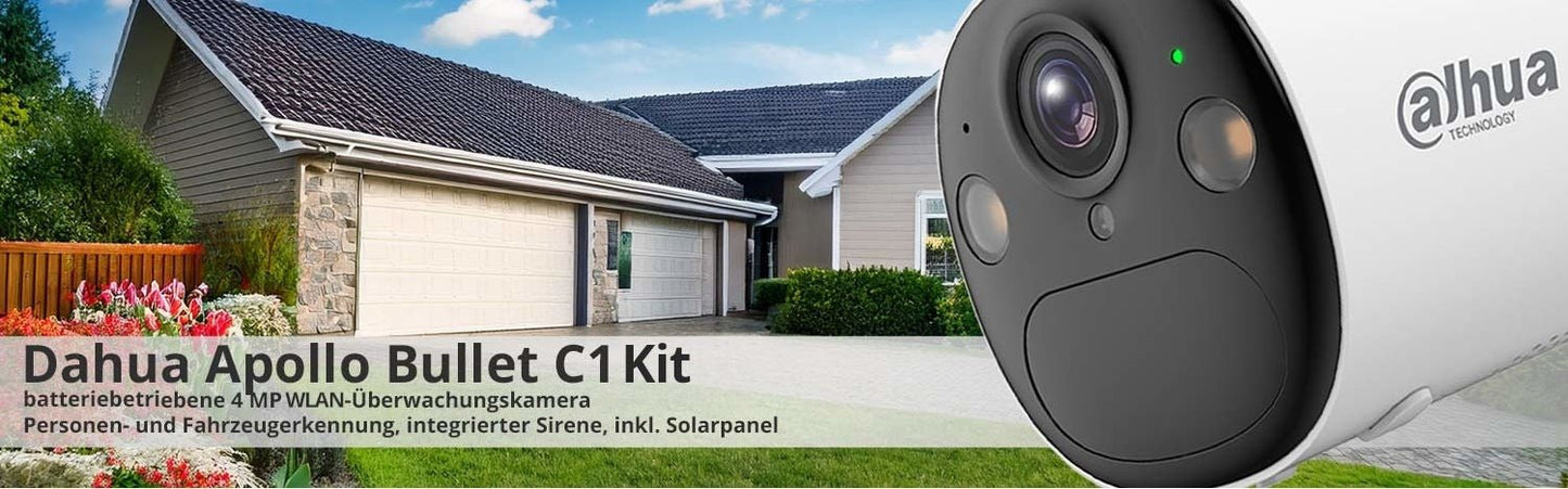 Dahua Apollo Bullet C1 Kit 4G Mobilfunk Überwachungskamera mit AOV, inklusive Solarpanel - Calitronshop.com
