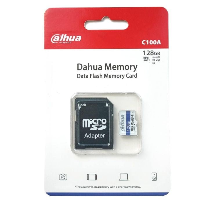 Dahua DHI - TF - C100A 128GB microSD Speicherkarte – V30, mit SD - Adapter - Calitronshop.com