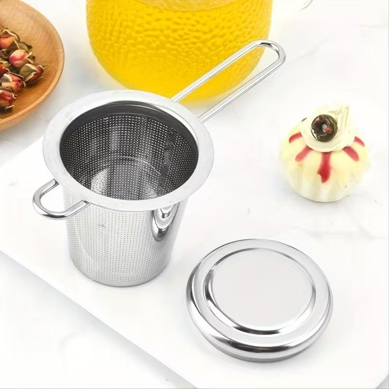 Edelstahl Teesieb mit Deckeln, Kettenhaken & Tropfschalen - Calitronshop.com