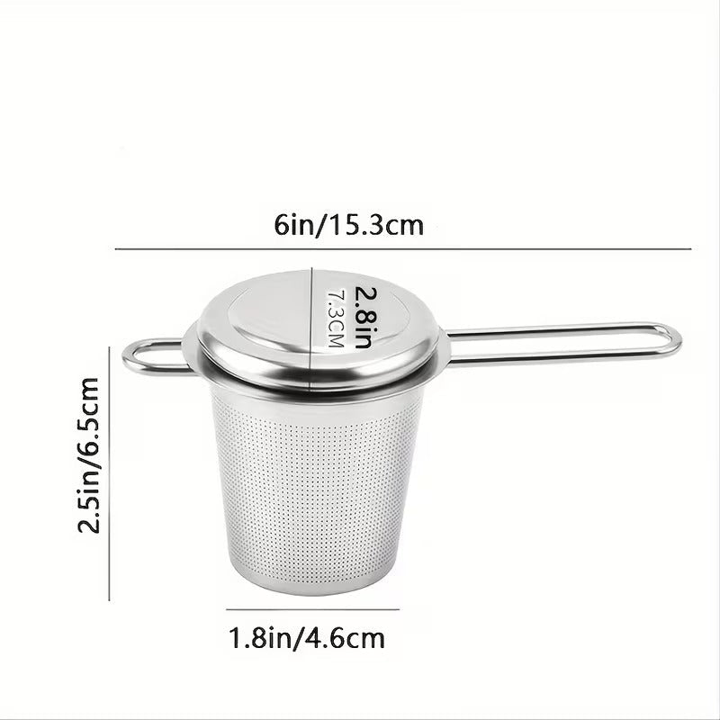 Edelstahl Teesieb mit Deckeln, Kettenhaken & Tropfschalen - Calitronshop.com