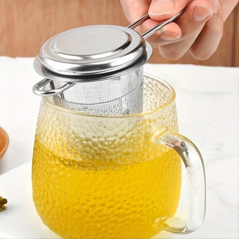 Edelstahl Teesieb mit Deckeln, Kettenhaken & Tropfschalen - Calitronshop.com