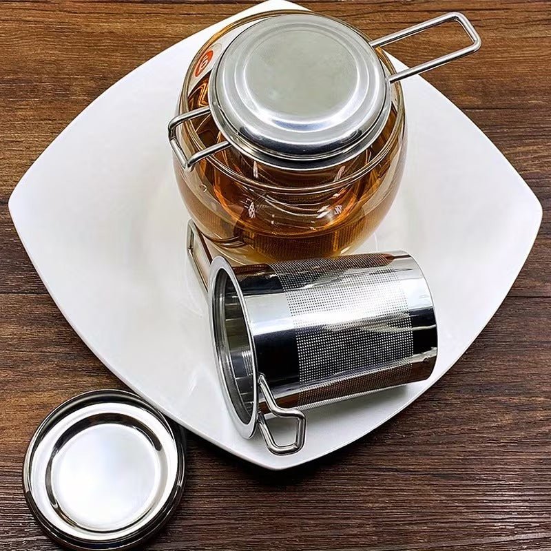 Edelstahl Teesieb mit Deckeln, Kettenhaken & Tropfschalen - Calitronshop.com