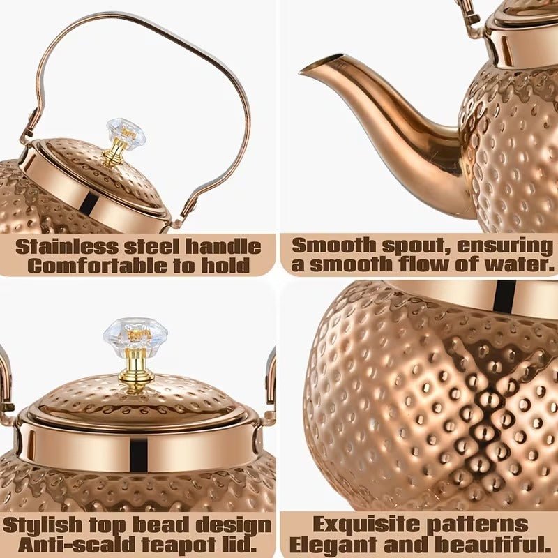 Exquisite Edelstahl-Teekanne mit Hammermuster Inkl. herausnehmbarem Sieb - Calitronshop.com