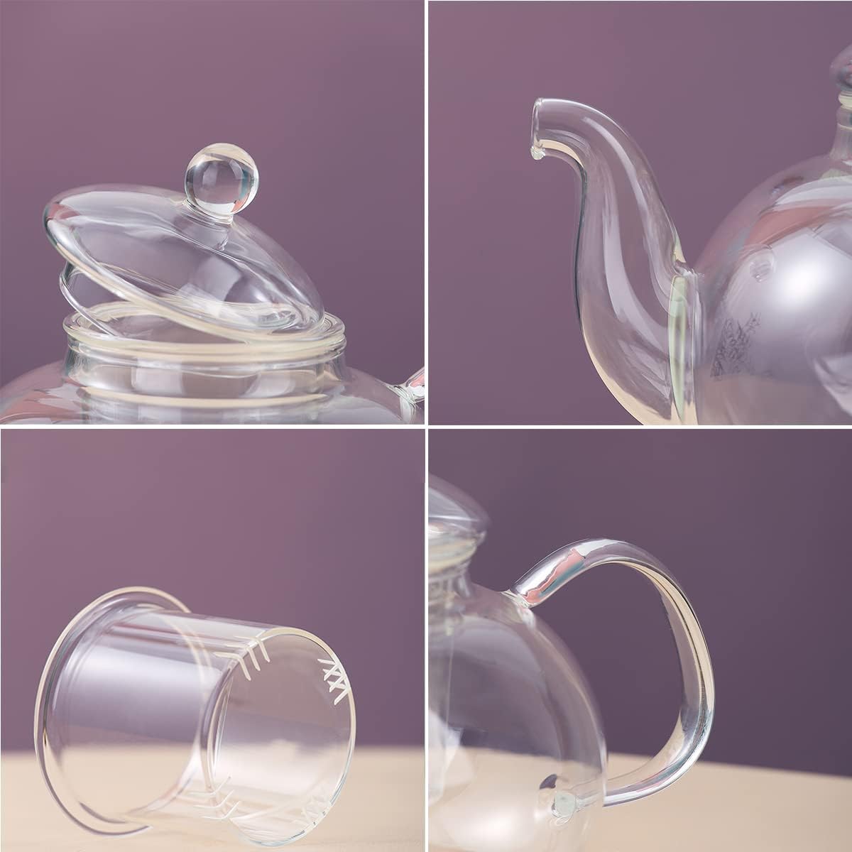 Genuss pur Elegante Glas - Teekanne mit 4 passenden Tassen - Calitronshop.com