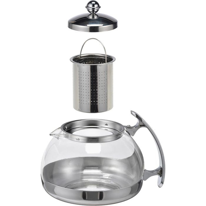 Glas - Teekanne 1,2 Liter mit Edelstahlfilter & Deckel - Calitronshop.com