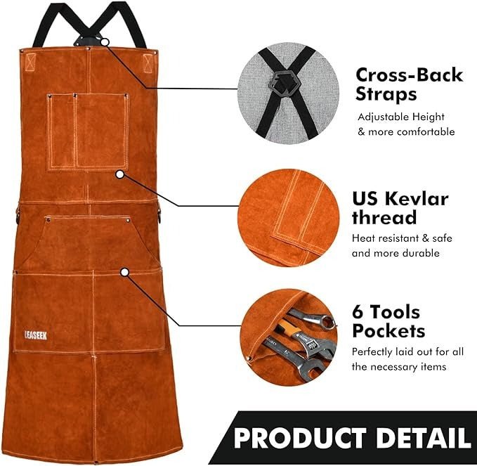 Grillschürze Leder wasserdicht ölbeständig, für den BBQ Profi - Calitronshop.com