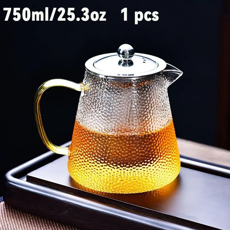 Hochwertige Borosilikatglas - Teekanne gehämmertes Glas 750ml - Calitronshop.com