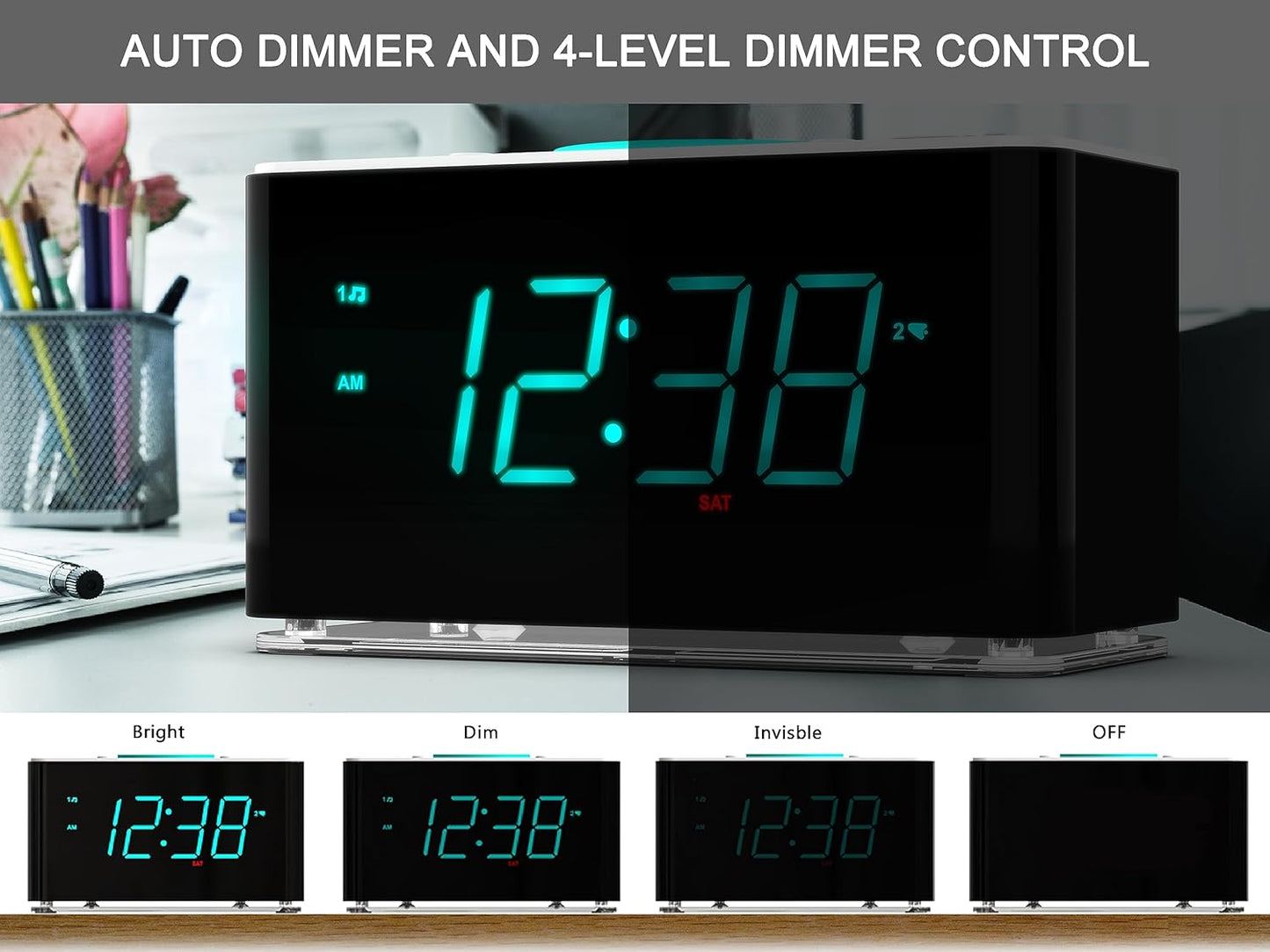 iTOMA DEMOGERÄT 15W Wireless-Ladeuhr mit Bluetooth-Radio, Dual-Alarm & LED-Nachtlicht - Calitronshop.com