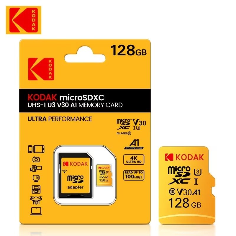 Kodak 128GB microSDXC Speicherkarte V30, U3 Class 10 - Calitronshop.com
