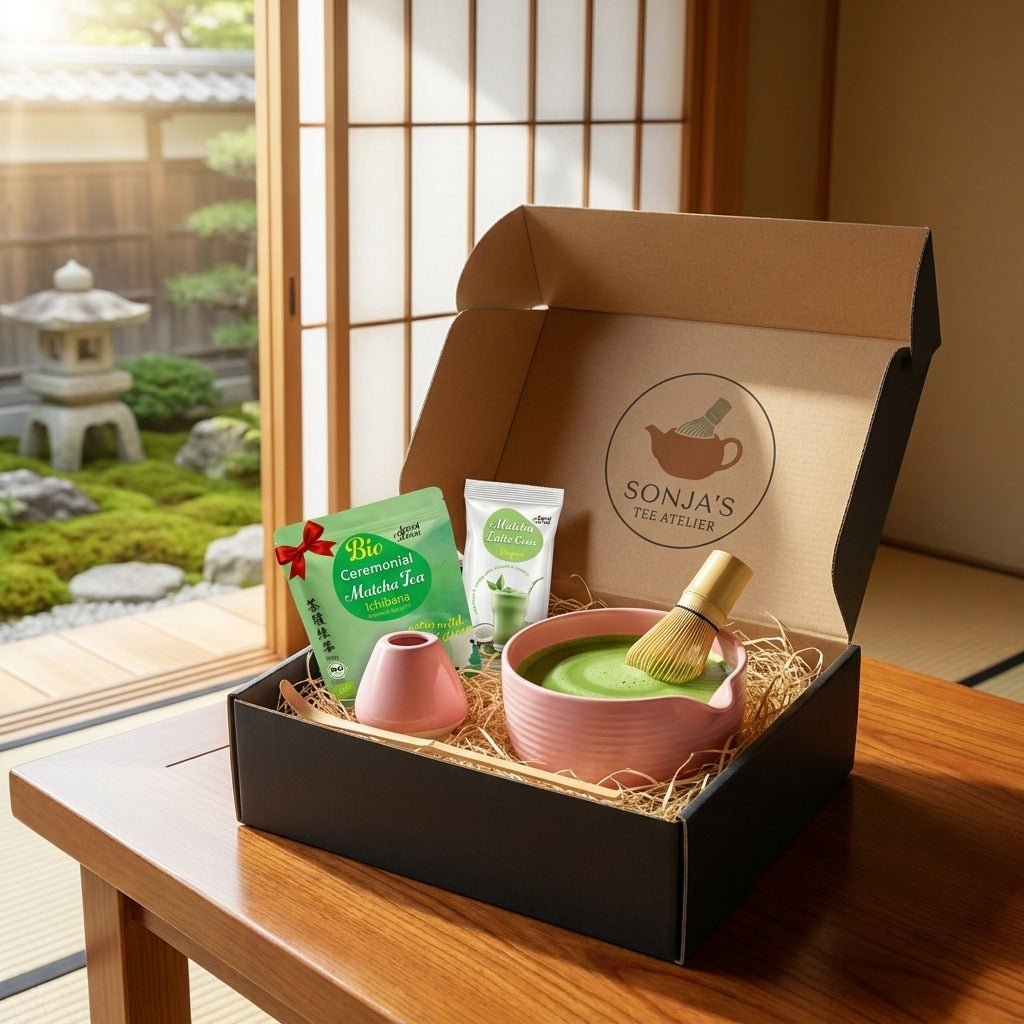 Matcha Set Rosa mit Ausguss Pflaume | 6 - teiliges Matcha Geschenkset mit Bio Matcha Zeremonie - Calitronshop.com