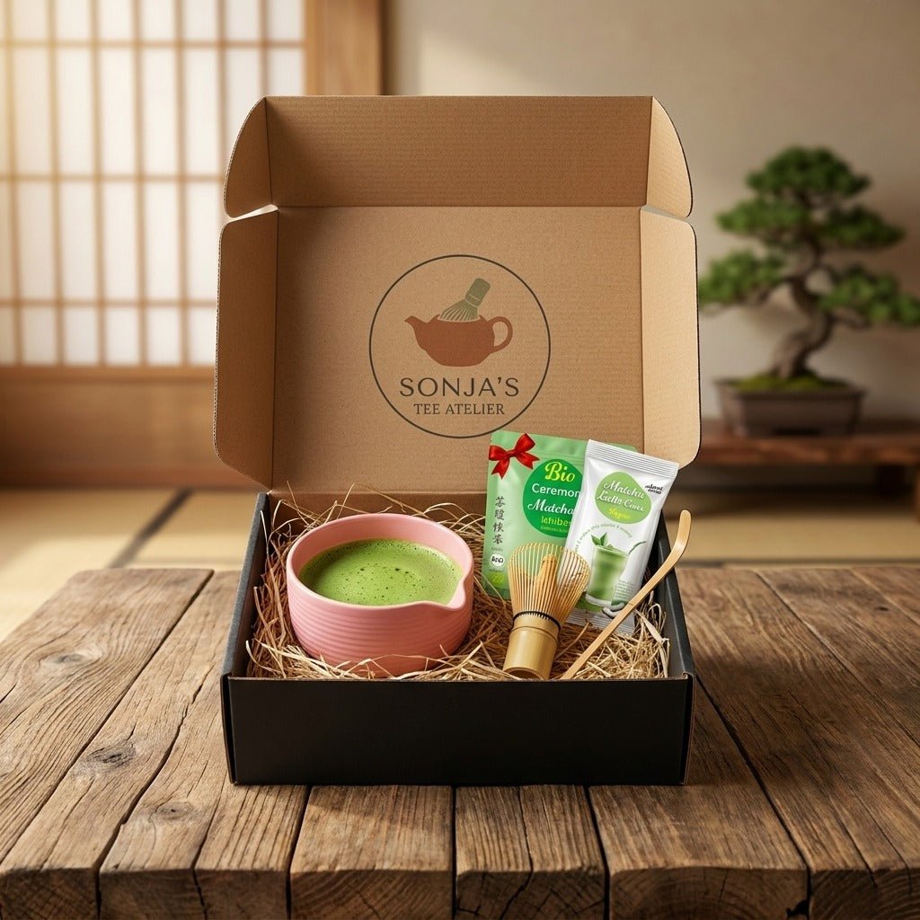 Matcha Set Rosa mit Ausguss Pflaume | 6 - teiliges Matcha Geschenkset mit Bio Matcha Zeremonie - Calitronshop.com
