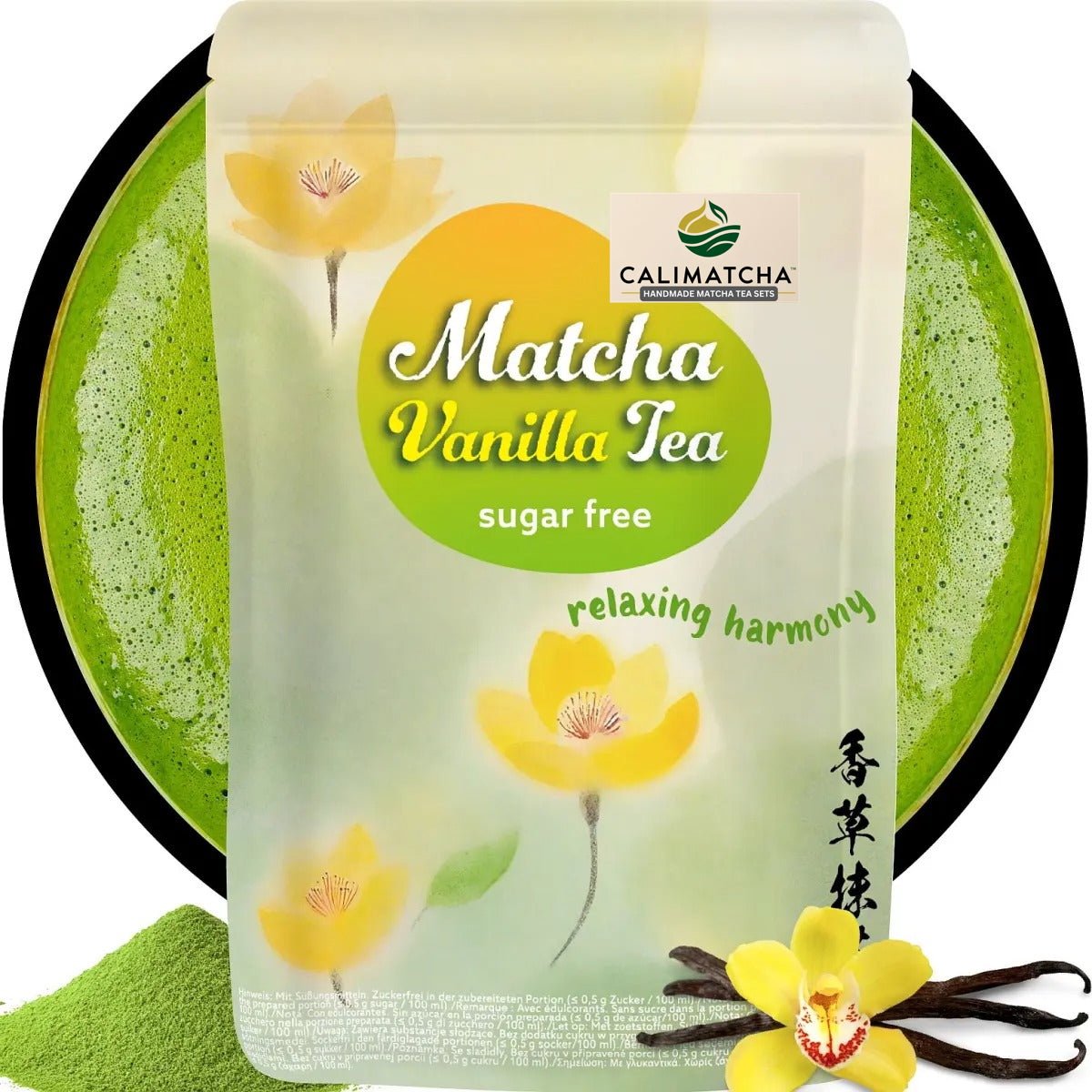 Premium Matcha Vanille - Grüntee Pulver mit echtem Vanilleextrakt, 100g - Calitronshop.com