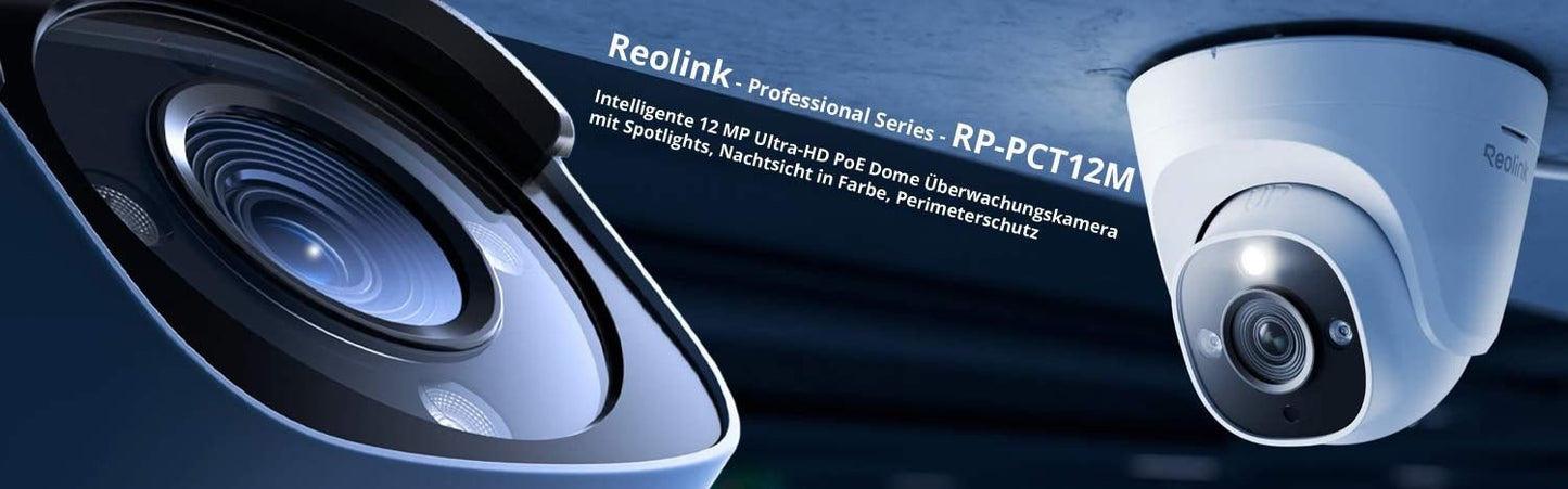 Professional Series Reolink RP - PCT12M Intelligente 12 MP Ultra - HD PoE Dome Überwachungskamera, Spotlights Perimeterschutz - Calitronshop.com