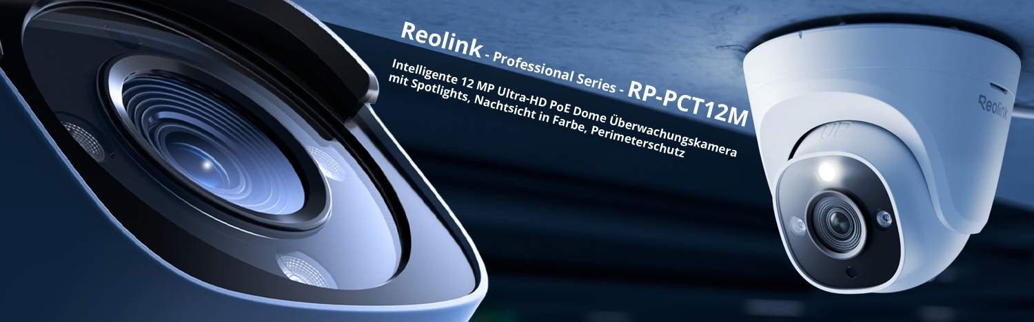 Professional Series Reolink RP - PCT12M Intelligente 12 MP Ultra - HD PoE Dome Überwachungskamera, Spotlights Perimeterschutz - Calitronshop.com