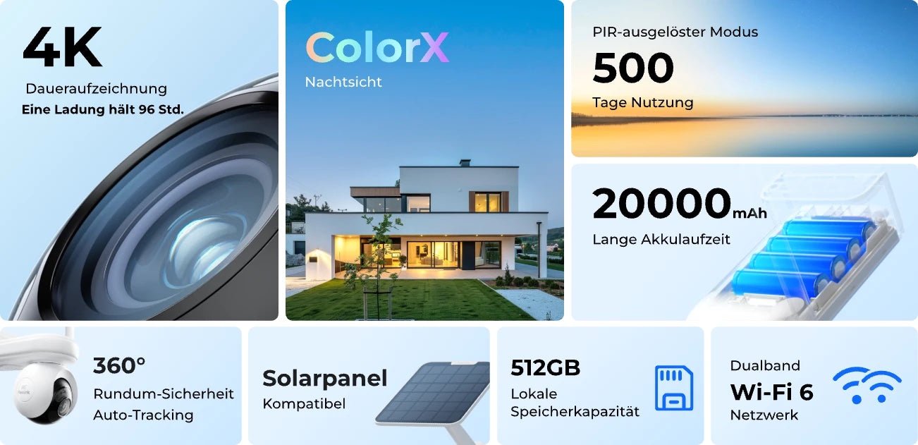 Reolink Altas 4K Überwachungskamera mit KI Tracking, Akku & Color X Nachtsicht - Calitronshop.com