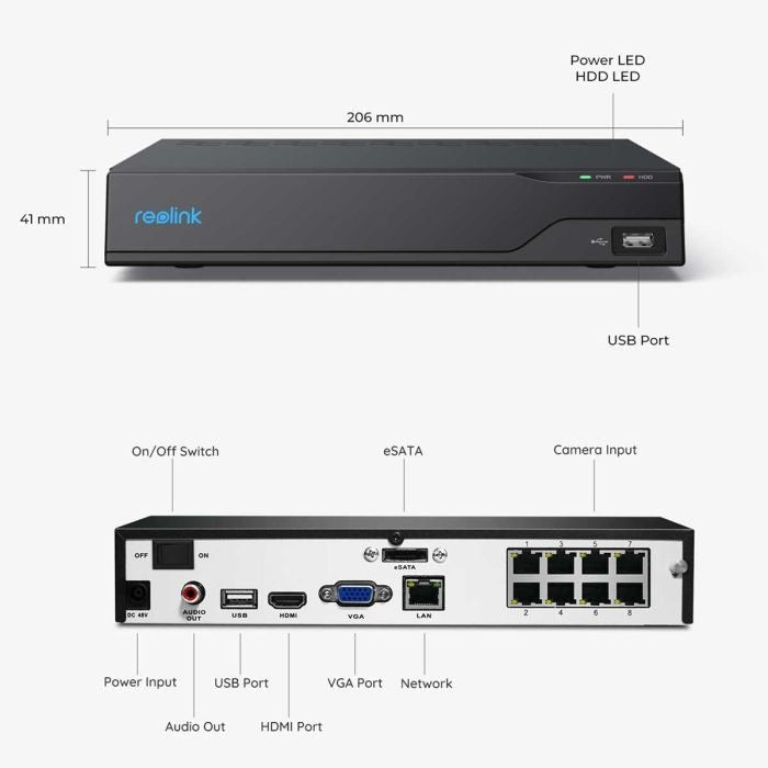 Reolink NVS8 - RLN8 - 410 - 2T - NVR Recorder inkl. 2TB neue Version - Calitronshop.com
