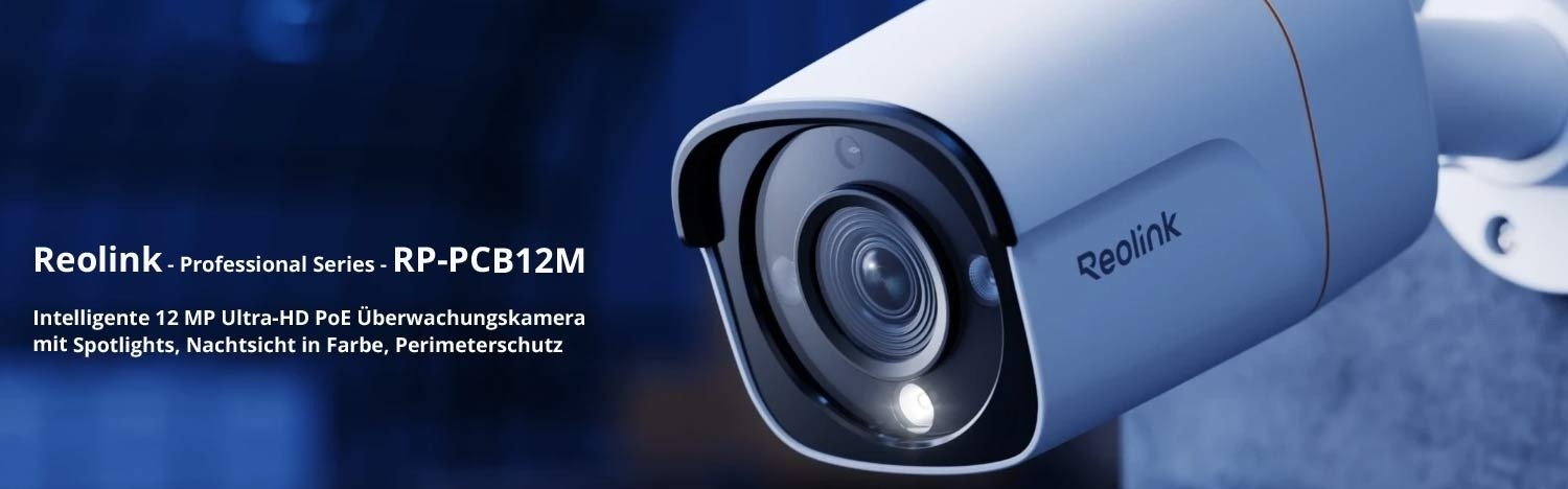 Reolink Professional Series RP - PCB12M Intelligente 12 MP Ultra - HD PoE Überwachungskamera Spotlights, Nachtsicht, Perimeterschutz - Calitronshop.com