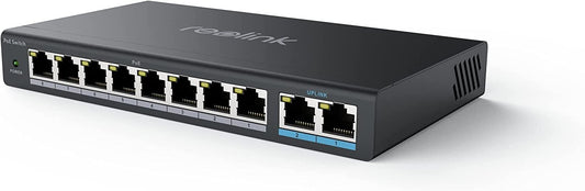 Reolink RLA - PS1 PoE Switch mit 10 Anschlüssen, 8x PoE 100M/bit,2x Giga Port - Calitronshop.com