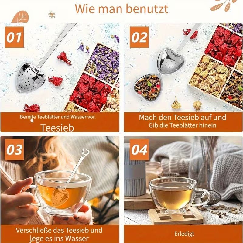 Teesiebe in Herzform aus hochwertigem Edelstahl - Calitronshop.com