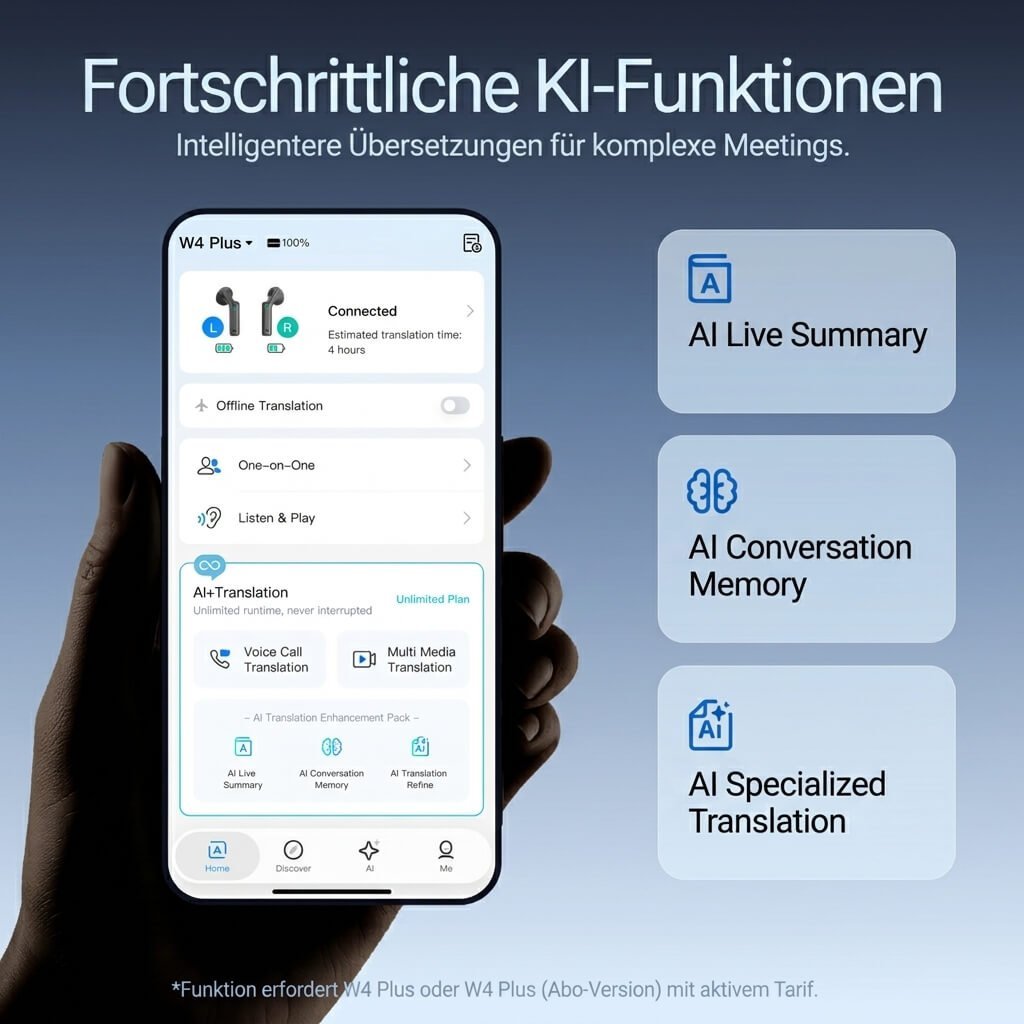 Timekettle W4 Plus KI-Übersetzer-Ohrhörer Lifetime Version schwarz - Calitronshop.com