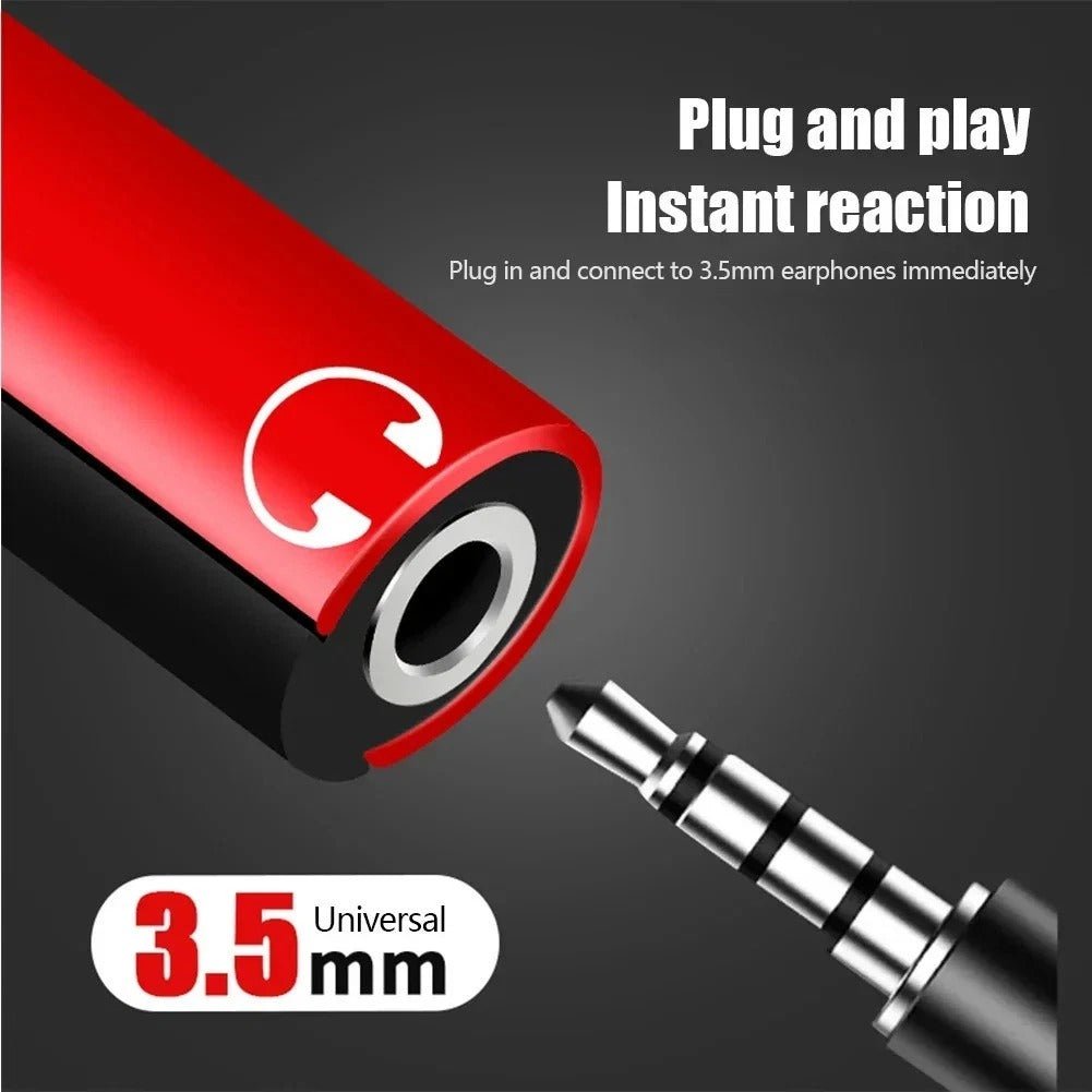 USB - C auf 3,5mm Klinke Adapter & USB - C Port zum Laden | 2 - in - 1 Audio Konverter | Schwarz - Calitronshop.com