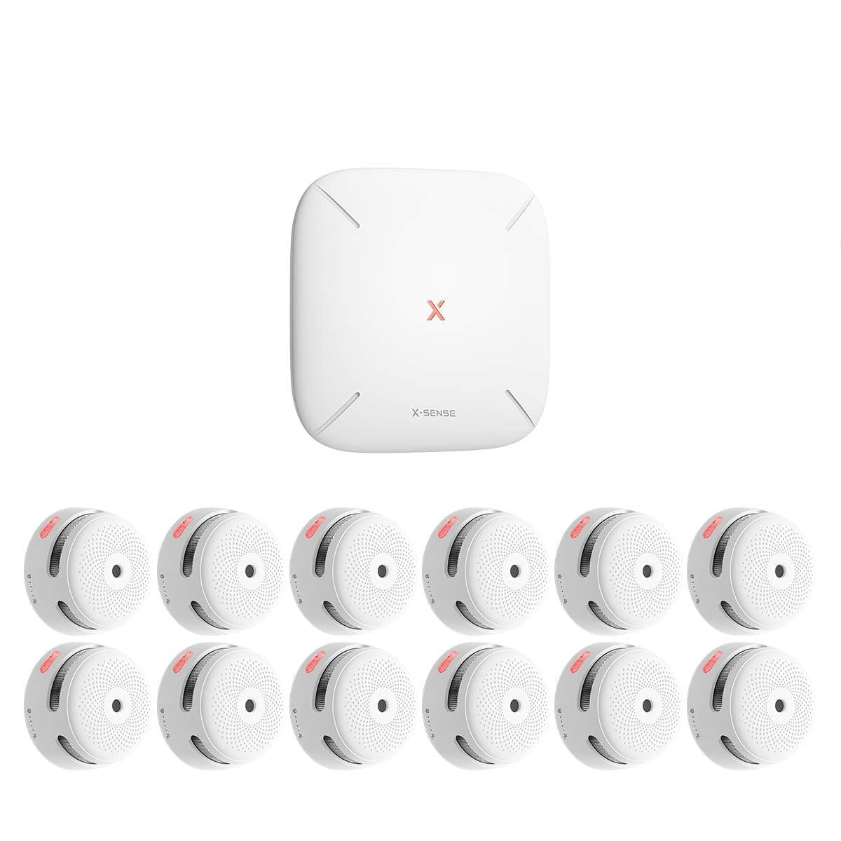X - Sense FS121 RF - Rauchmelder - Set mit Basisstation SBS50 und 12x Smart - Rauchmelder XS01 - M - Calitronshop.com