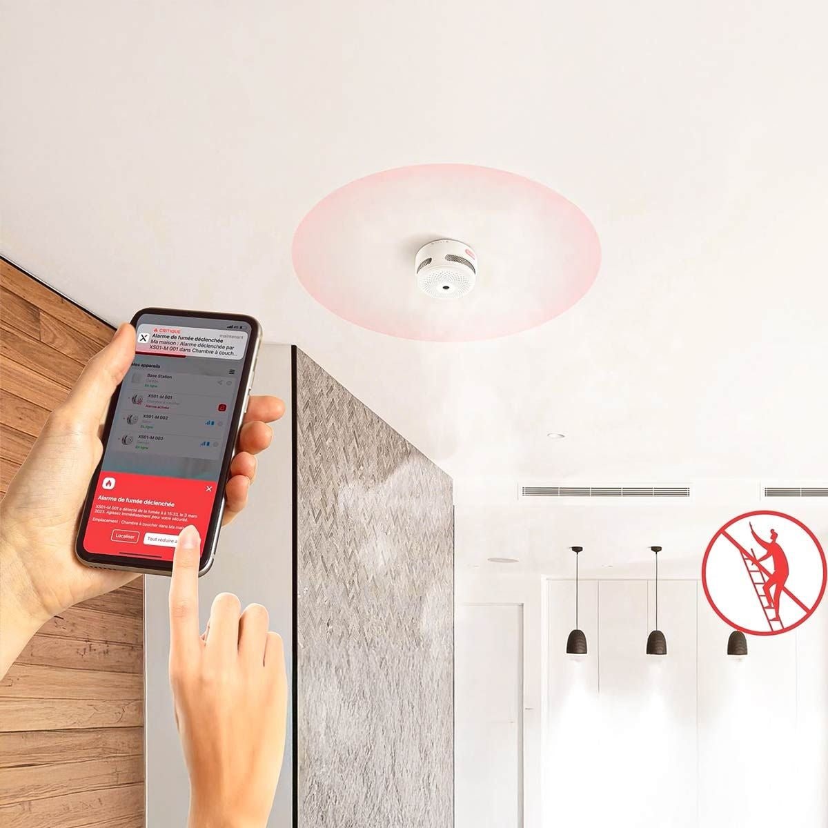 X - Sense FS121 RF - Rauchmelder - Set mit Basisstation SBS50 und 12x Smart - Rauchmelder XS01 - M - Calitronshop.com