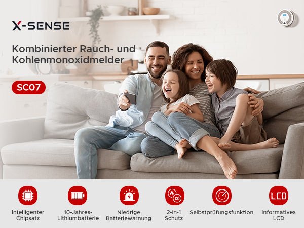 X - Sense SC07 Autarker Rauch - und Kohlenmonoxid CO - Melder - Calitronshop.com
