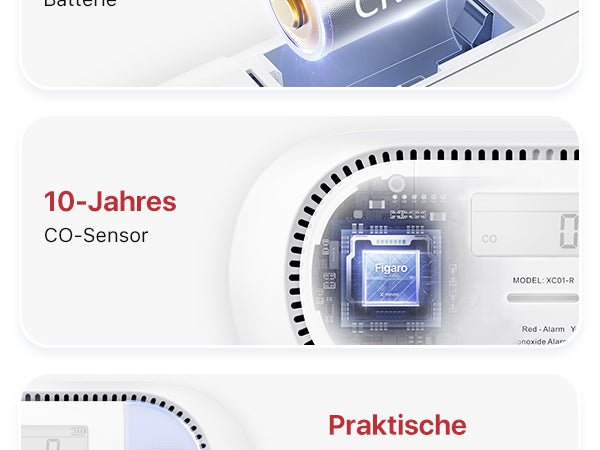 X - Sense XC01 - R Autarker Kohlenmonoxid Melder mit LCD - Anzeige - Calitronshop.com