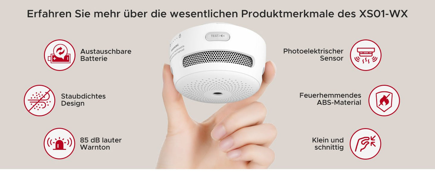 X - Sense XS01 - WX Intelligenter WLAN - Mini - Rauchmelder - APP gesteuert - Calitronshop.com