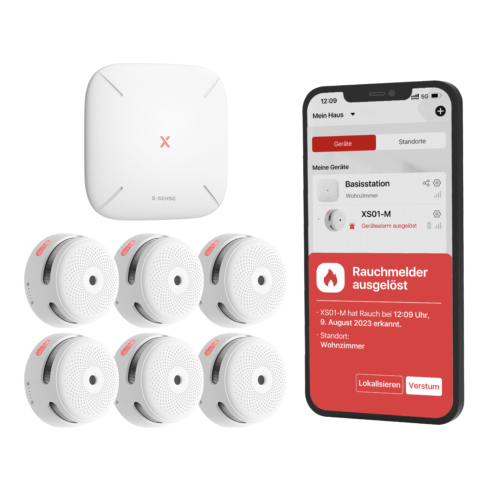 XSENS FS61 Rauchmelder Set Basisstation & 6St. Rauchmelder - Calitronshop.com