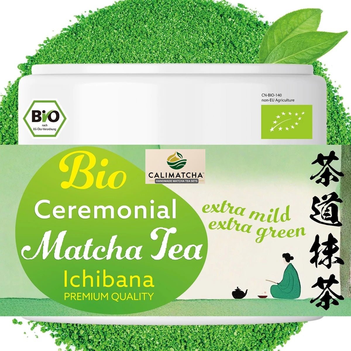Zeremonieller Matcha Ichibana - Bio - Matcha der ersten Ernte, 40g Dose - Calitronshop.com