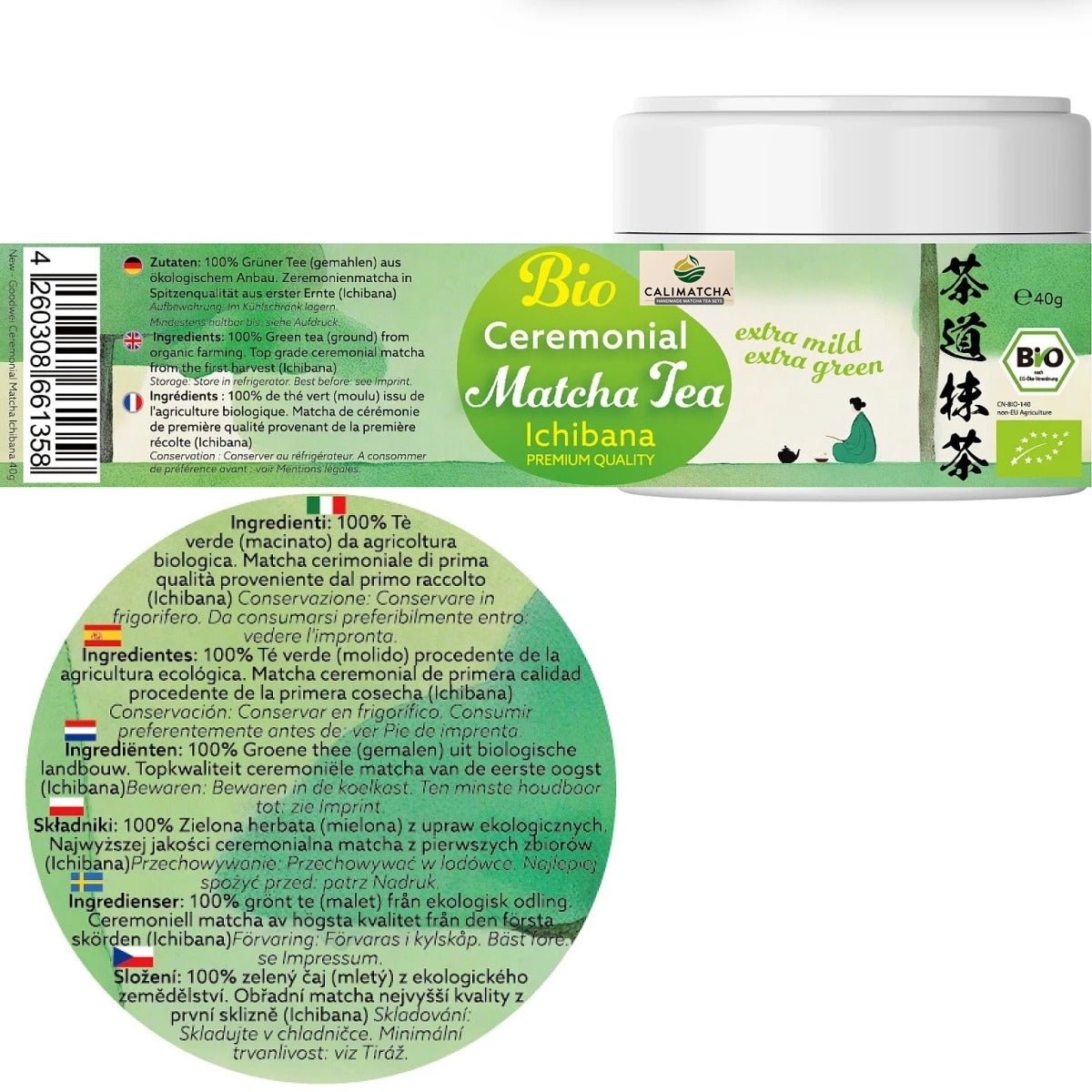 Zeremonieller Matcha Ichibana - Bio - Matcha der ersten Ernte, 40g Dose - Calitronshop.com